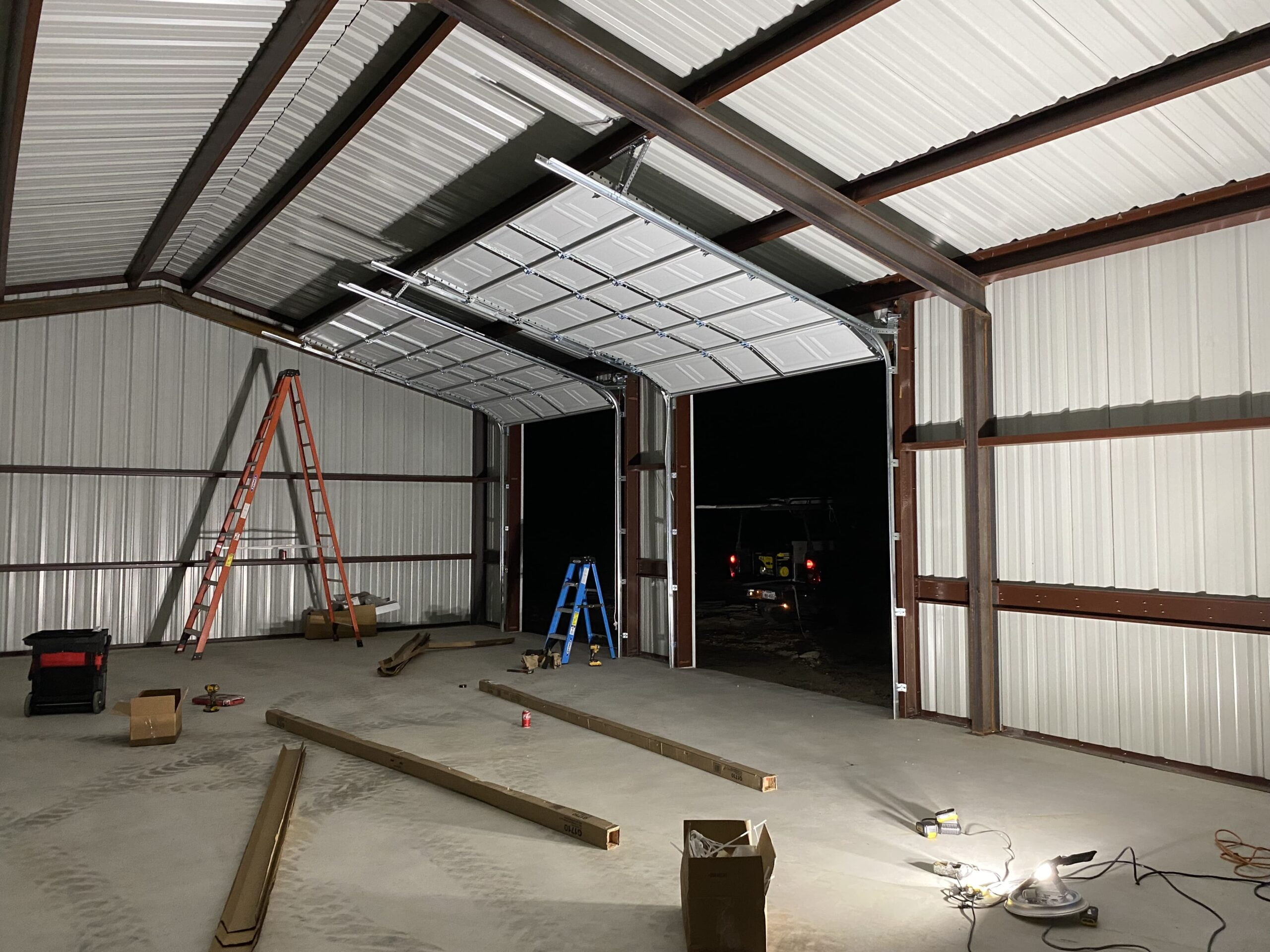 double-overhead-door-inside high lift garage doors