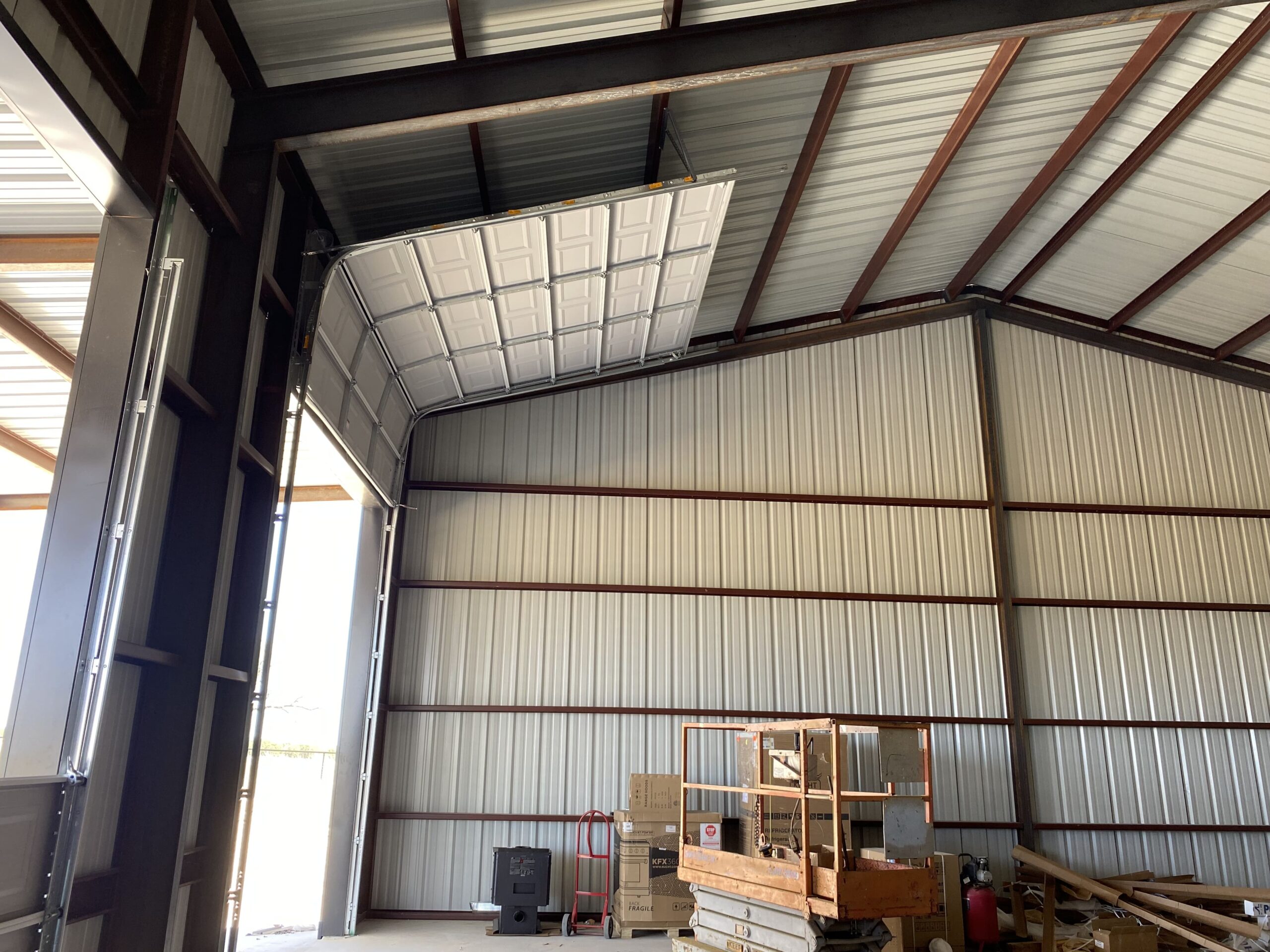 high-lift-overhead-door sideview overhead doors open