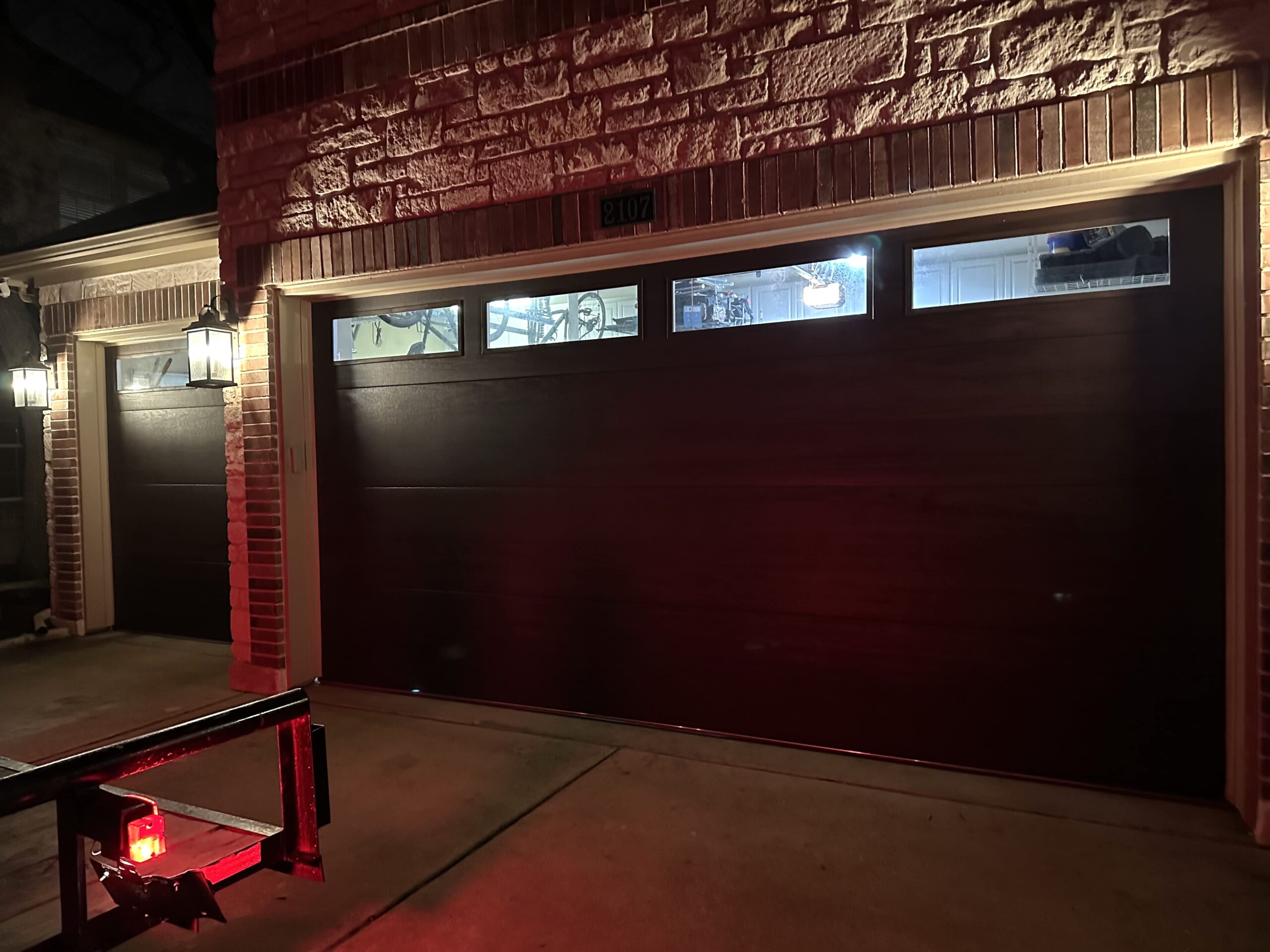 wooden-garage-night wooden garage door exterior